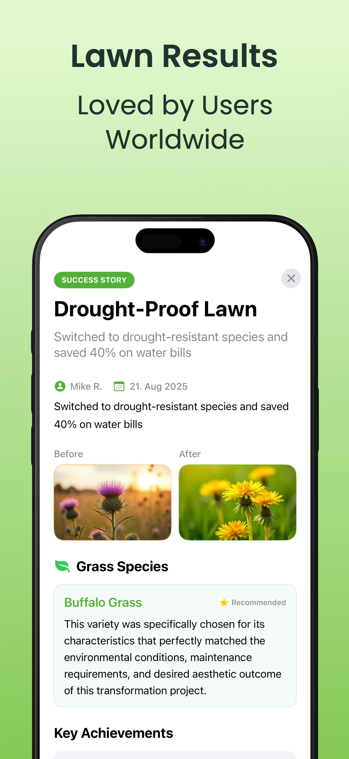 Grass identification feature screenshot